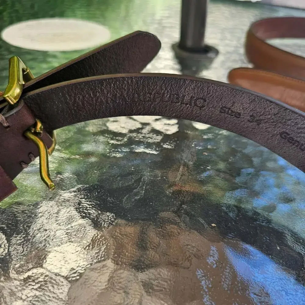 Banana Republic Brown Genuine Leather Belt Men's Size 34 Brass Buckle 34
